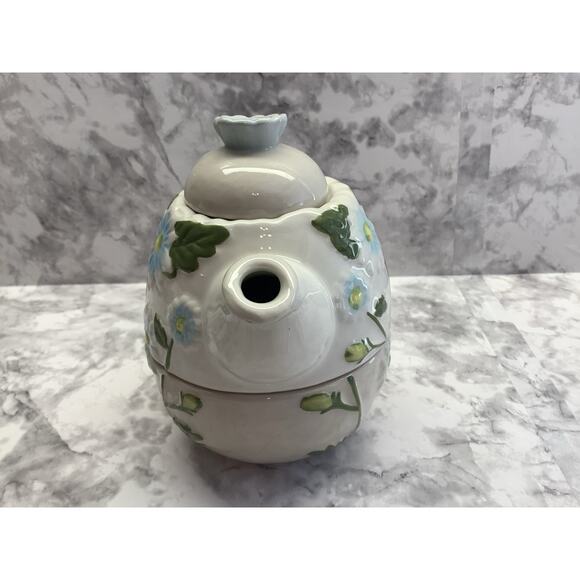 "Tea For One" 3 Piece Hand Painted Spring Floral Tea Pot - Vintage - Picture 4 of 7